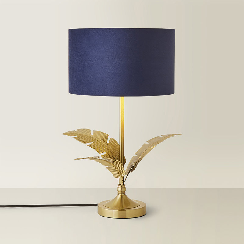 Waynetown Metal Table Lamp, Velvet, Blue