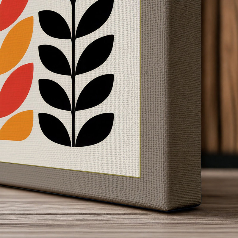 Symmetrical Petals Mid-Century - Wrapped Canvas, 24x16 - 61.0 x 40.6 cm, Taupe Border