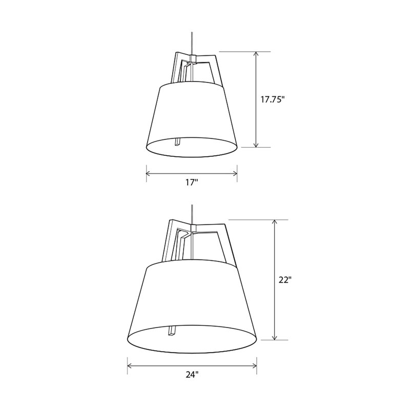 Imber Pendant, 22" H x 24" W x 24" D, White Washed Oak/Gloss White, 2700K LED w/ Diffuser - Corded
