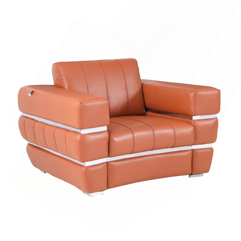 Chaise en cuir fleur, Orange