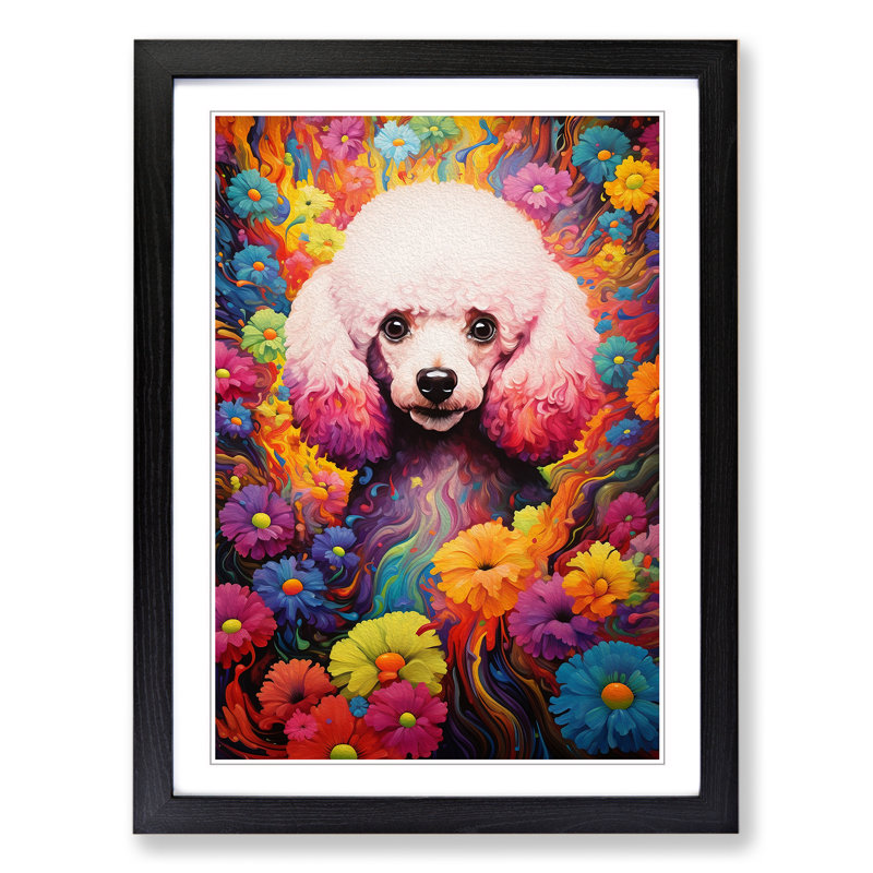 Poodle Colour Field No.2 - Framed Print, 34cm H x 25cm W x 2cm D, Black