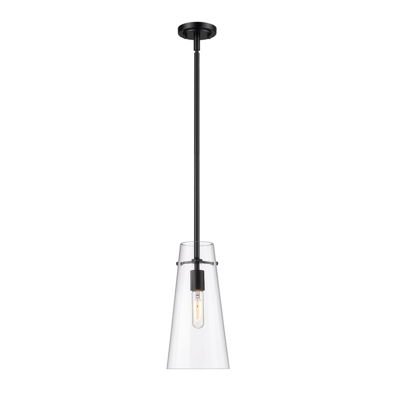 Luminaire suspendu 1 lumière Vilmos, H 58 po x l 6,5 po x P 5 po, Noir mat