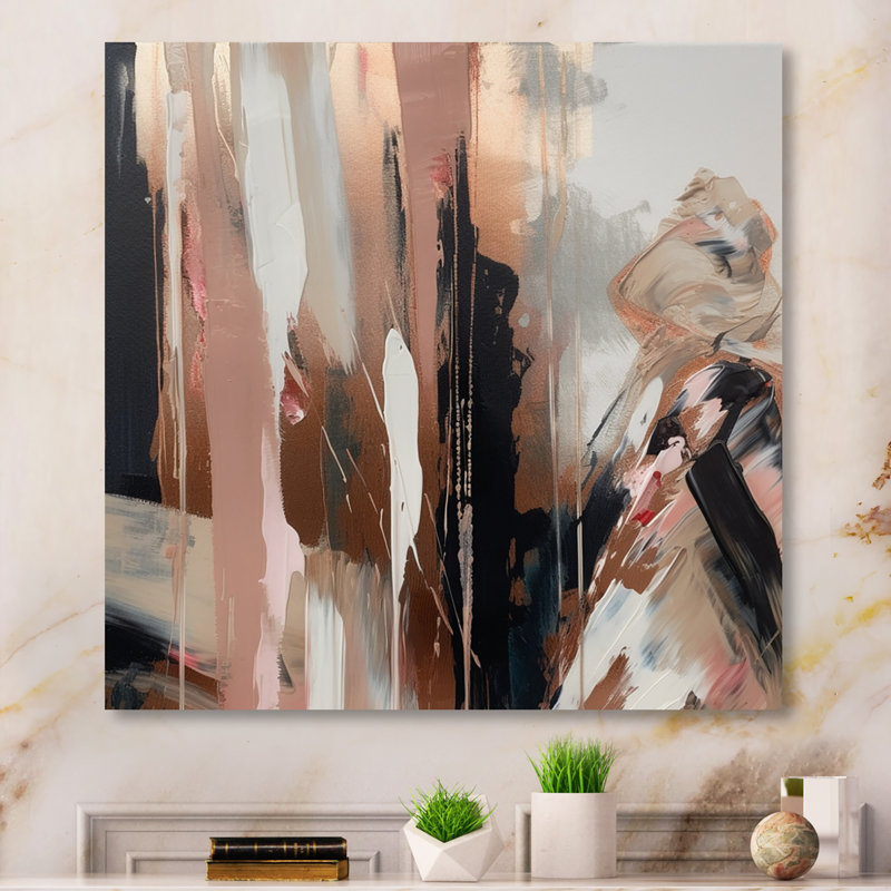 «Brown and Black Beyond Boundaries I», art abstrait encadré, L 36 po x H 36 po, Toile tendue