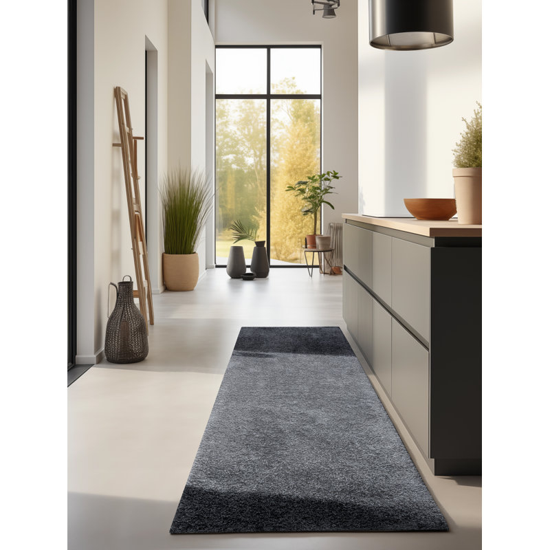 Solid Colour Machine Woven Gray Area Rug, Rectangle 80cm x 240cm
