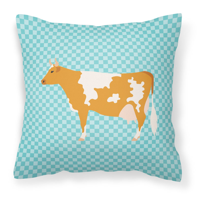 Coussin décoratif d’extérieur carré à damier de vache, Vert, 18 po x 18 po