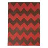 Red & Brown Chevron Dhurrie Cotton Rug - 10' x 14'6""