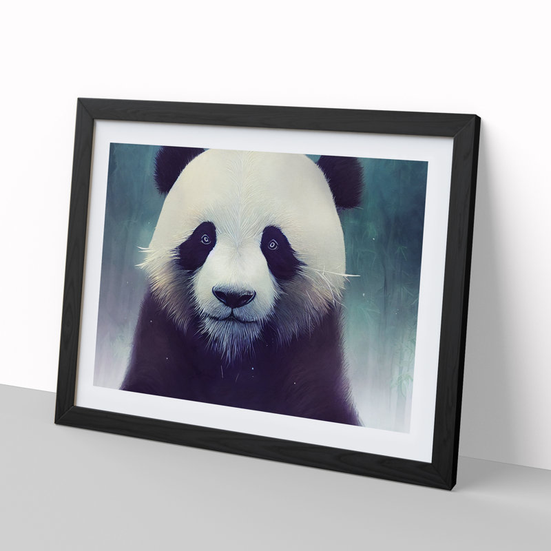 Effervescent Panda - Single Picture Frame Painting, Black, 34cm H x 46cm W x 2cm D