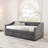 Twin Size Daybed with USB Charging & Pull-out Extendable Bed, with Button on Back and Copper Nail on Waved Shape Arms-129865497