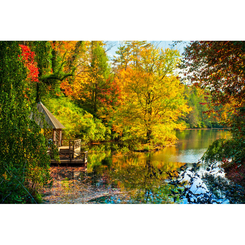 Boat House In The Fall, Asheville, North Carolina, USA by FotoMonkee - No Frame Art Prints on Canvas, 30cm H x 46cm W