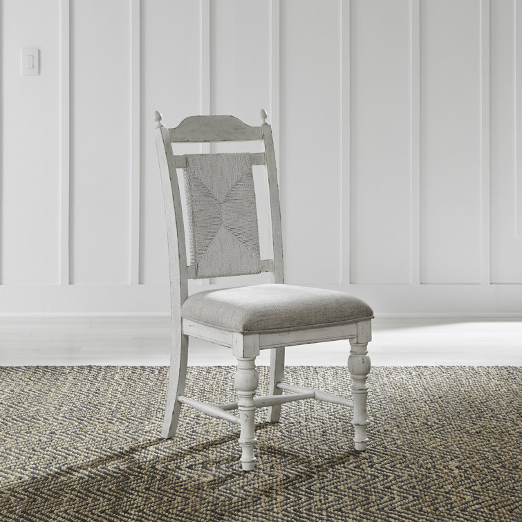 Cogan Linen Slat Back Side Chair in White