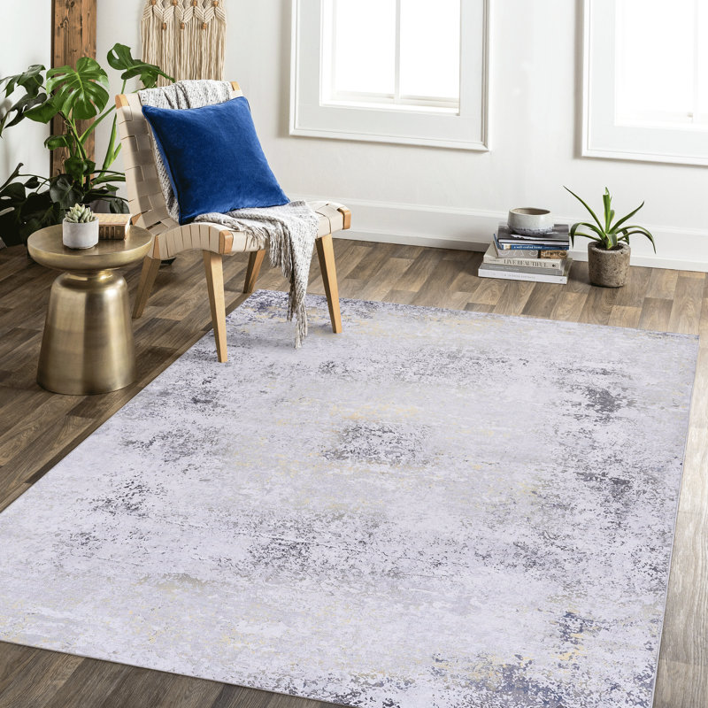 Machine Washable Area Rug 6X9, Low-Pile, Non-Slip, Non-Shedding - For Living Room, Bedroom, Kitchen Gray Floor 6X9 Rugs, Non-Shedding, Stain Foldable Carpet
