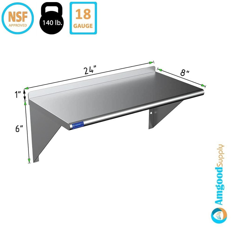 Metal Bracket Shelf, 7" H x 24" W x 8" D