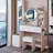 2 Ac + Power Station, Cushioned Stool, Round Mirror Led Vanity Table, 17" Diameter Mirror, Full Body Cabinet, Touch Control, 3 - Color Brightness Adjustable, American Design White Dressing Orbit