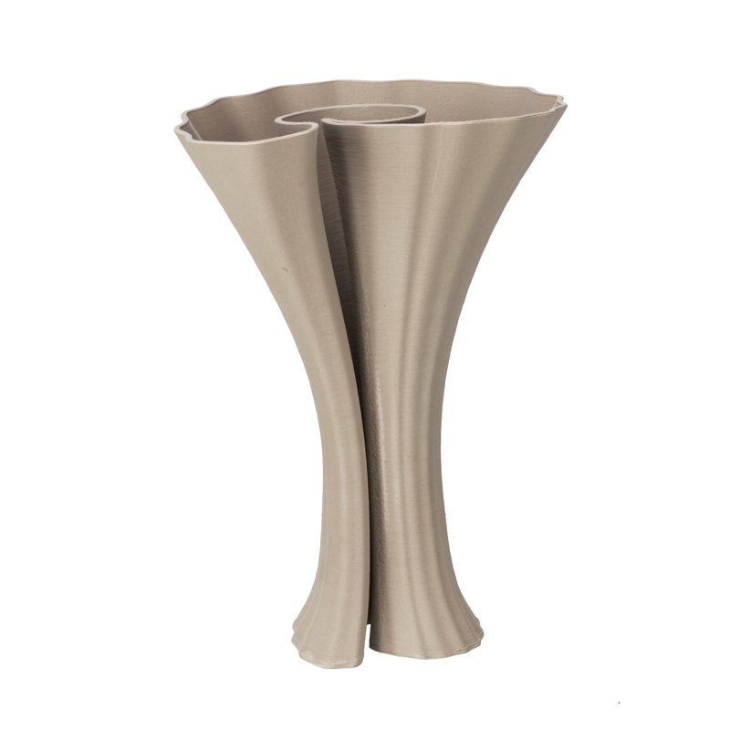 Vase en céramique gris clair imprimé en 3D, Gris, H 10,2 po x l 7,4 po x P 7,4 po
