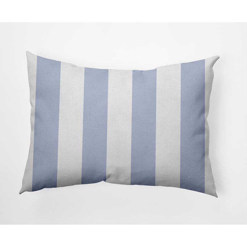 Light Blue and White Striped Outdoor Throw Pillow