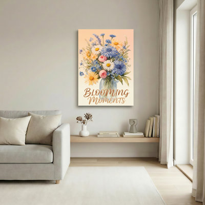 Ensemble de 1 tableau mural sur toile tendue « Bouquet floral Moments Éclos »