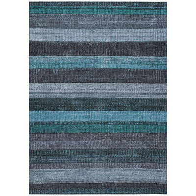 Machine Washable Indoor/Outdoor Xhevrie Teal Rug