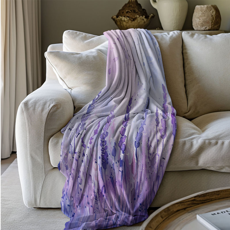 Dreamy Lavender Fields - Couverture sherpa de qualité supérieure 1 pièce, Grand lit