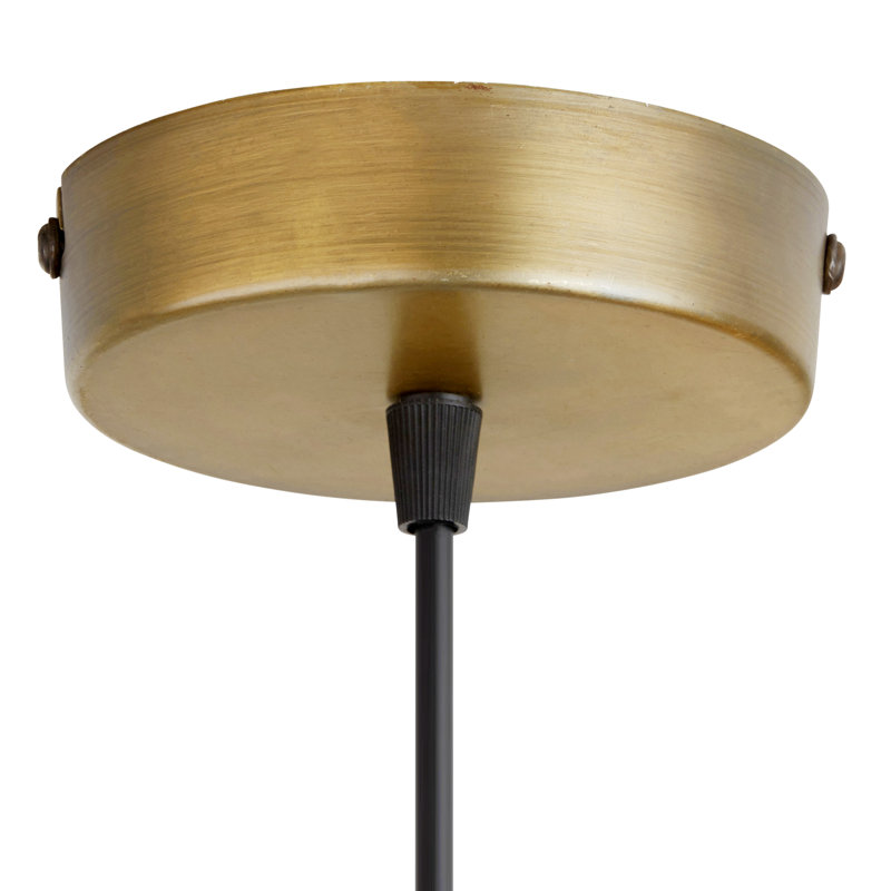 10.25"W 1-Light Auman Rattan and Metal Pendant, Gold