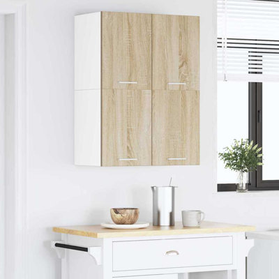 Vidaxl Hanging Cabinet Riga 2 Pcs Black Oak And White 60 X 31 X 40 Cm