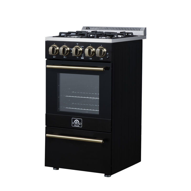 Lamazze 20 Inch Gas Range in Black, 4 Sealed Burners, 21,200 BTU, 2.05 cu. ft. Oven, Black