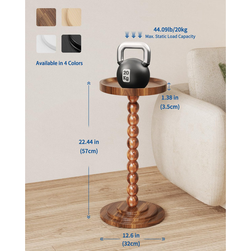 Table d'appoint ronde en bois et table basse avec piliers robustes en bois massif