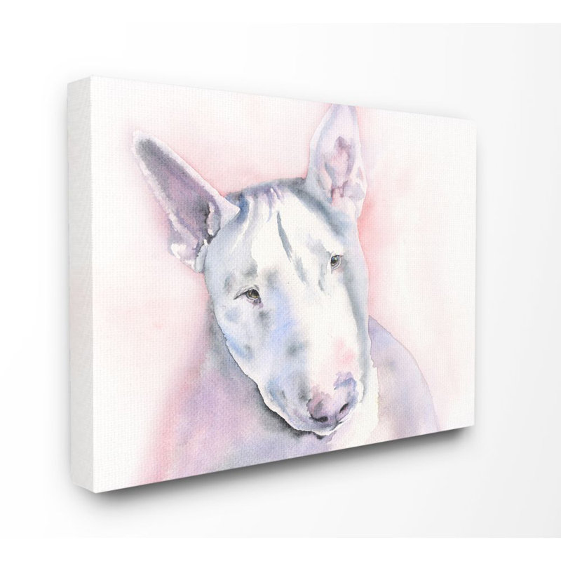 « bullterrier dog animal, peinture à l’aquarelle », impression sur toile, H 36 po x l 48 po, Toile tendue