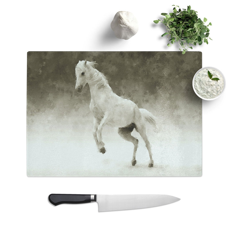 White Horse Vol.1 Painting Chopping Board, 0.4cm H x 28.5cm W x 39cm L