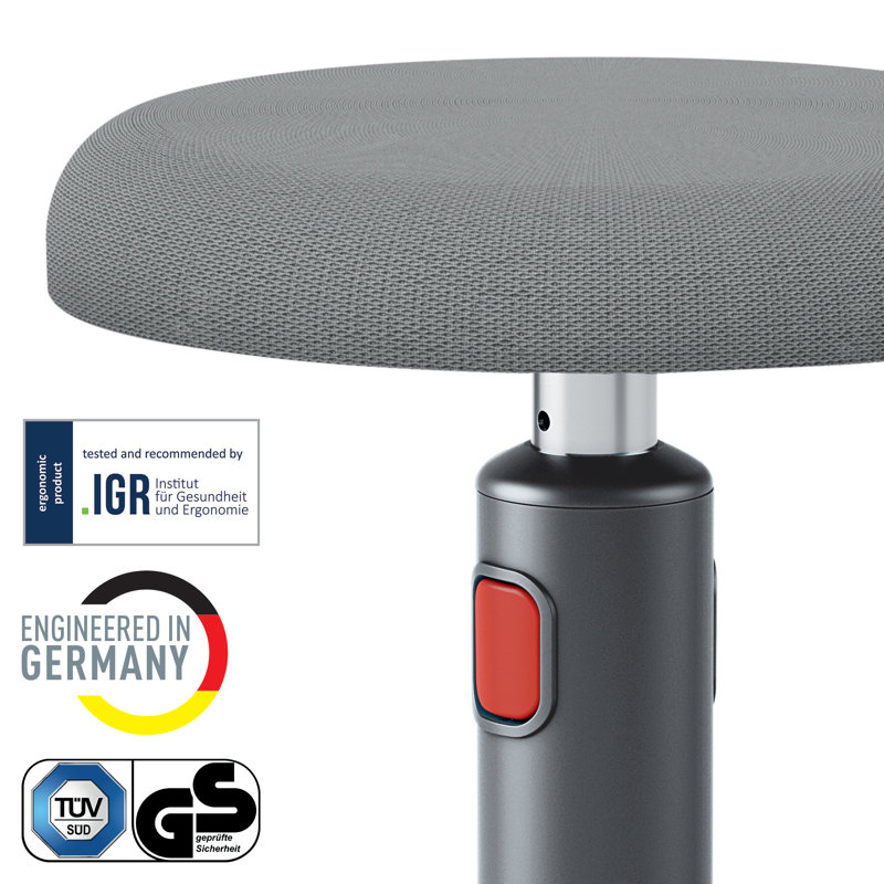 Adjustable Height Ergonomic Active Stool, Grey