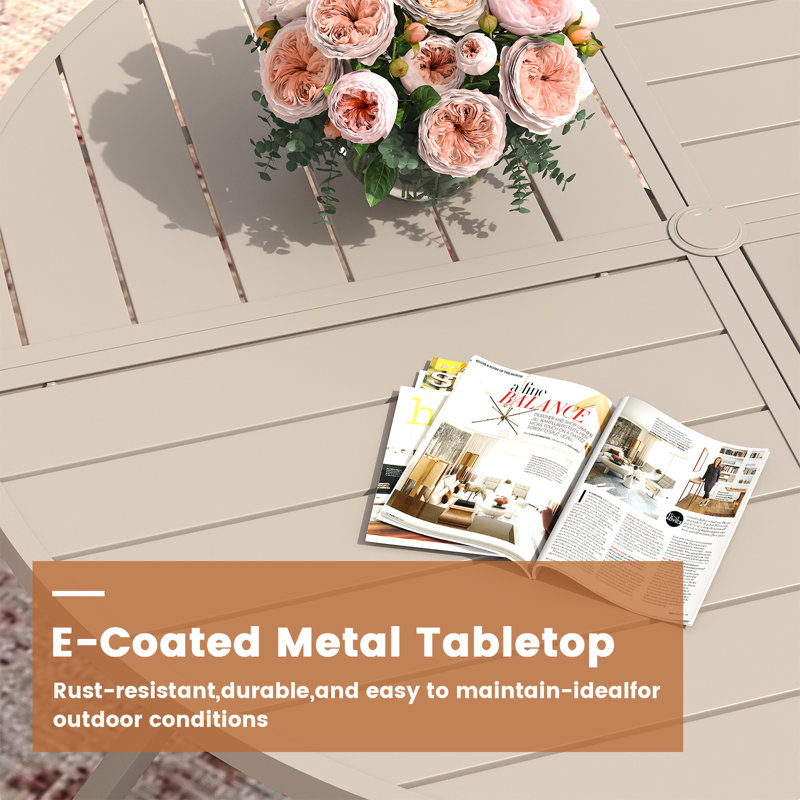 4-Person Patio Dining Set with Round Dining Table and 4 Stackable Textilene Armrest Chairs (Set of 5)