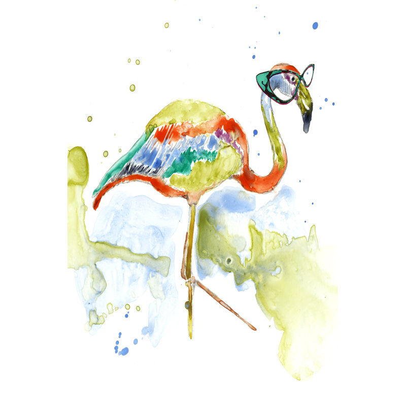 Smarty-Pants Flamingo by Jennifer Goldberger - Painting Print, Wrapped Canvas, 122cm H x 81cm W