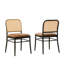 Chaise d'appoint moderne rembourrée en similicuir avec dossier en rotin-1114630115-1114630113