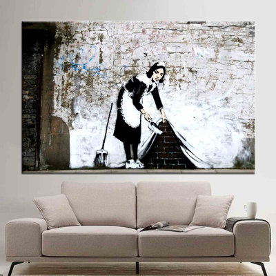 Urban-Inspired Cotton Canvas Wall Art Showcasing Street-Style Graffiti Portrait of a Woman Suitable for Contemporary and Modern Home Interiors