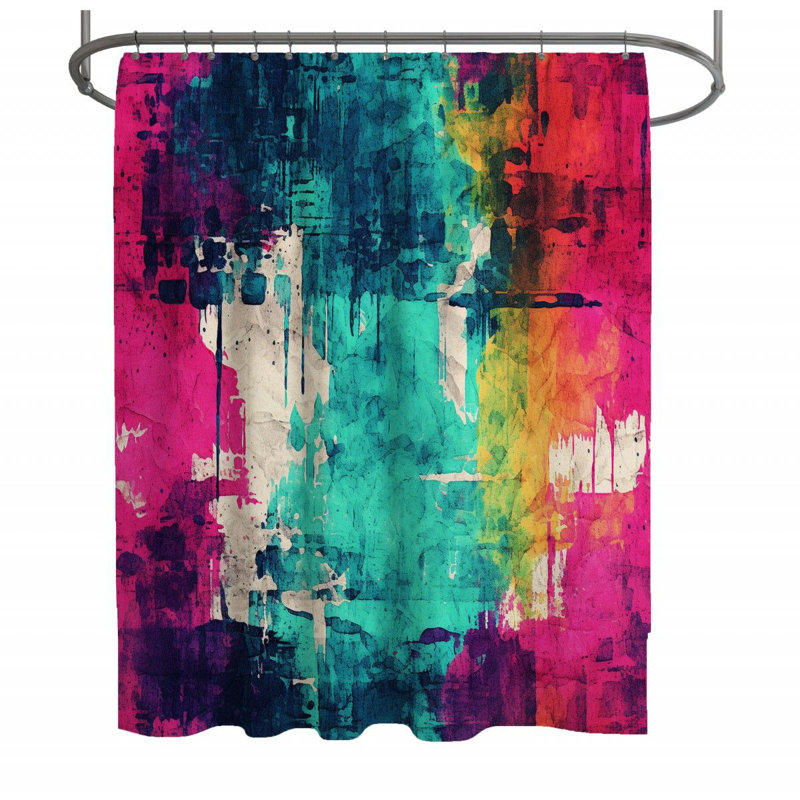 Rideau de douche vieilli - décor de salle de bain art déco, H 84 po x l 70 po