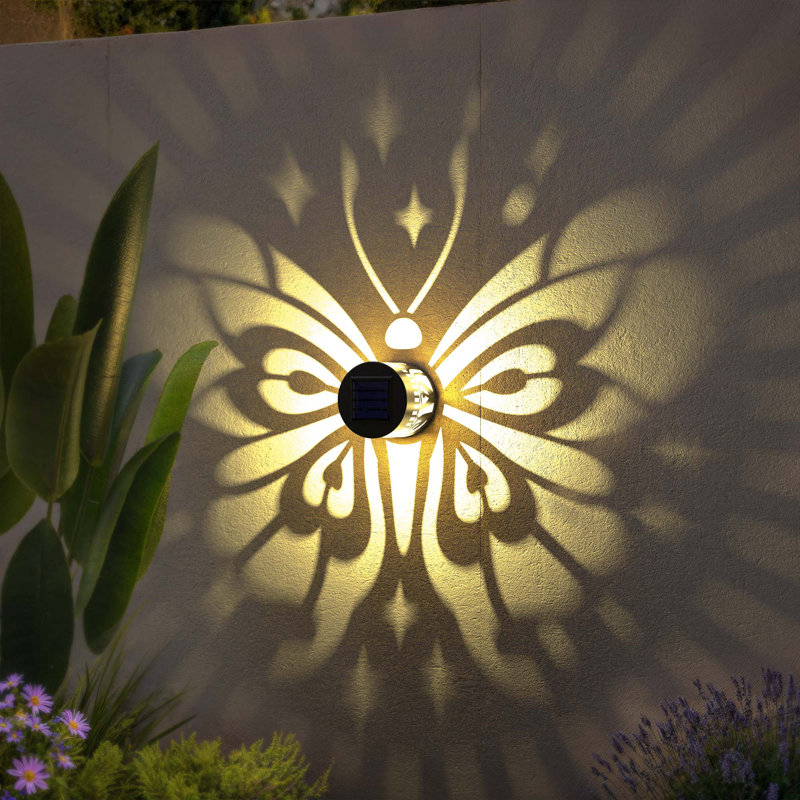 2 Pack Solar Fence Lights Metal Solar Powered Outdoor Waterproof Wall Deck Step Lights For Garden