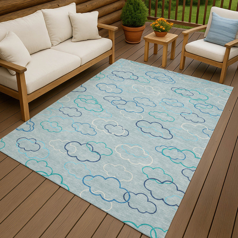 Machine Washable Indoor/Outdoor Chantille ACN2508 Kids Rug, Sky, Rectangle 8' x 10'