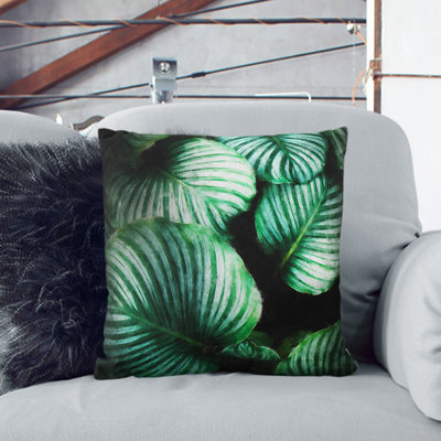Gathered Plant Leaves Painting Cushion with Filling