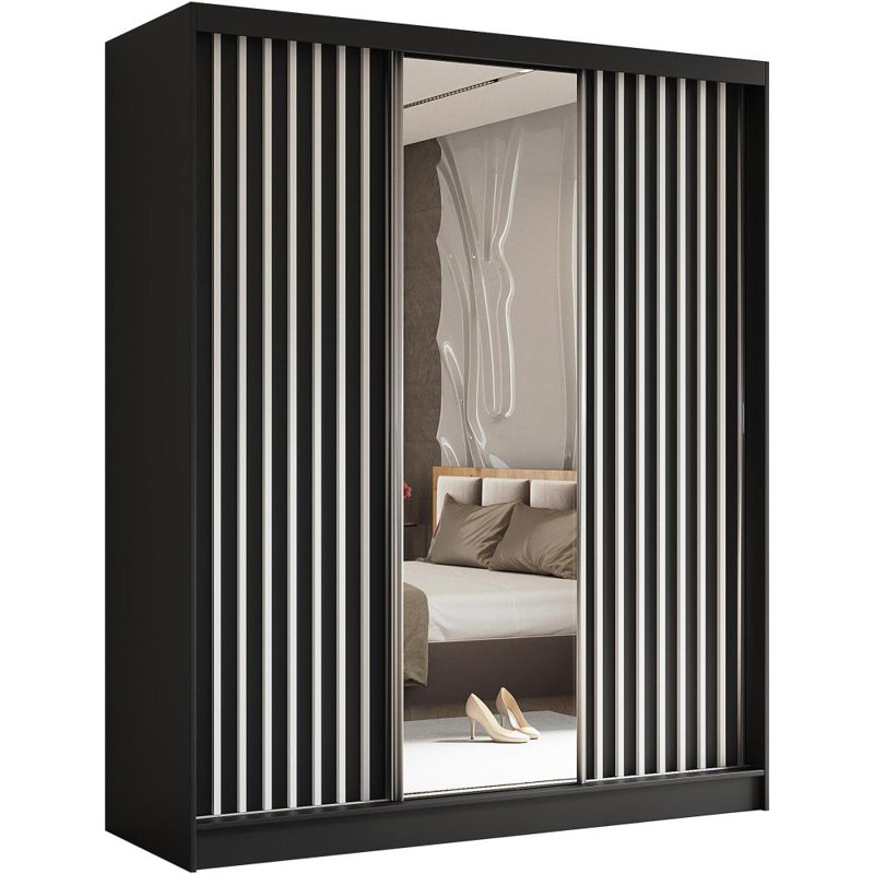 Brisen 3 Door Sliding Wardrobe, Black