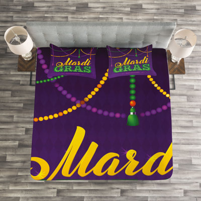 Aerianna Purple/Green/Yellow Microfibre Bedspread Set