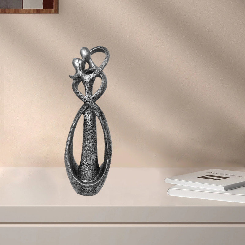 Figurine de décoration couple en résine, Gris