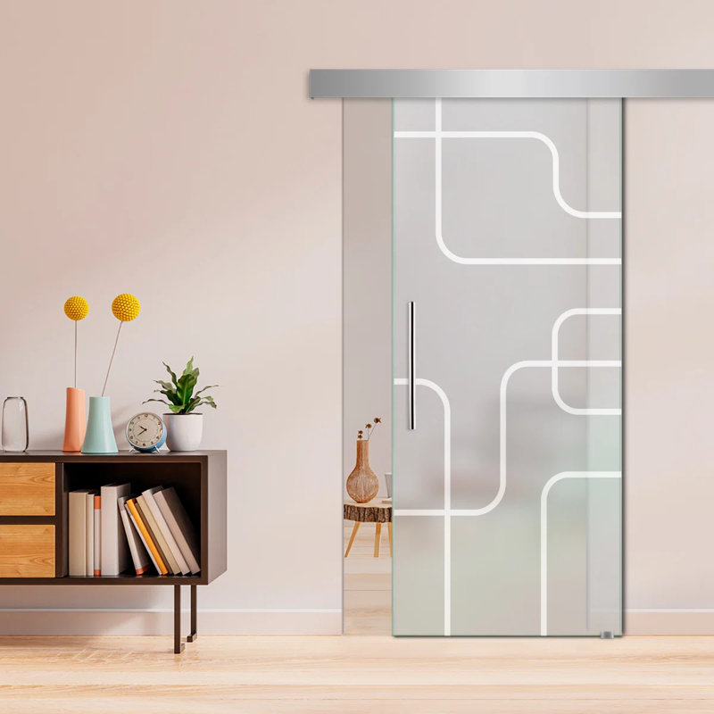 Porte de grange en verre avec quincaillerie d'installation, Remise droite, 32 po x 81 po