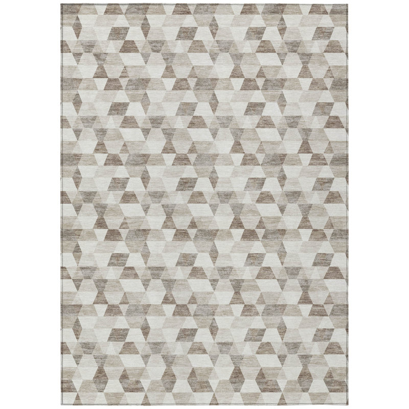 Machine Washable Indoor/Outdoor Chantille ACN2694 Geometric Rug, Ivory, 10' x 14'