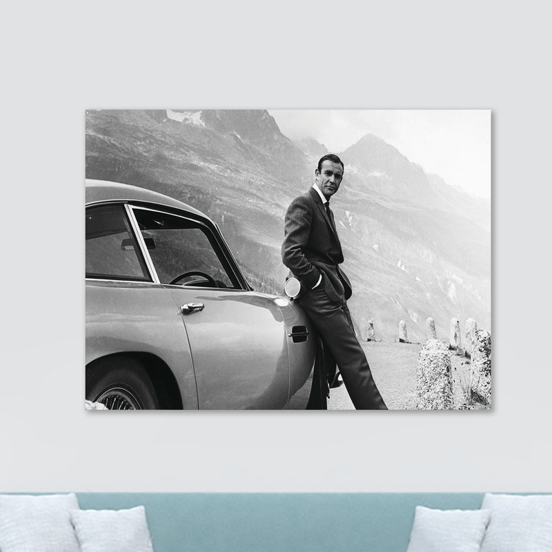 Sean Connery James Bond Aston Martin - Wrapped Canvas Print, 30.5cm H x 40.6cm W x 3.8cm D
