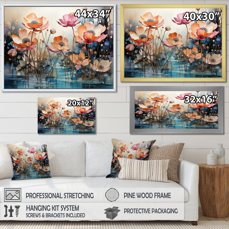 Lotus en harmonie - art mural Lotus, Toile tendue, H 12 po x l 20 po x P 1 po