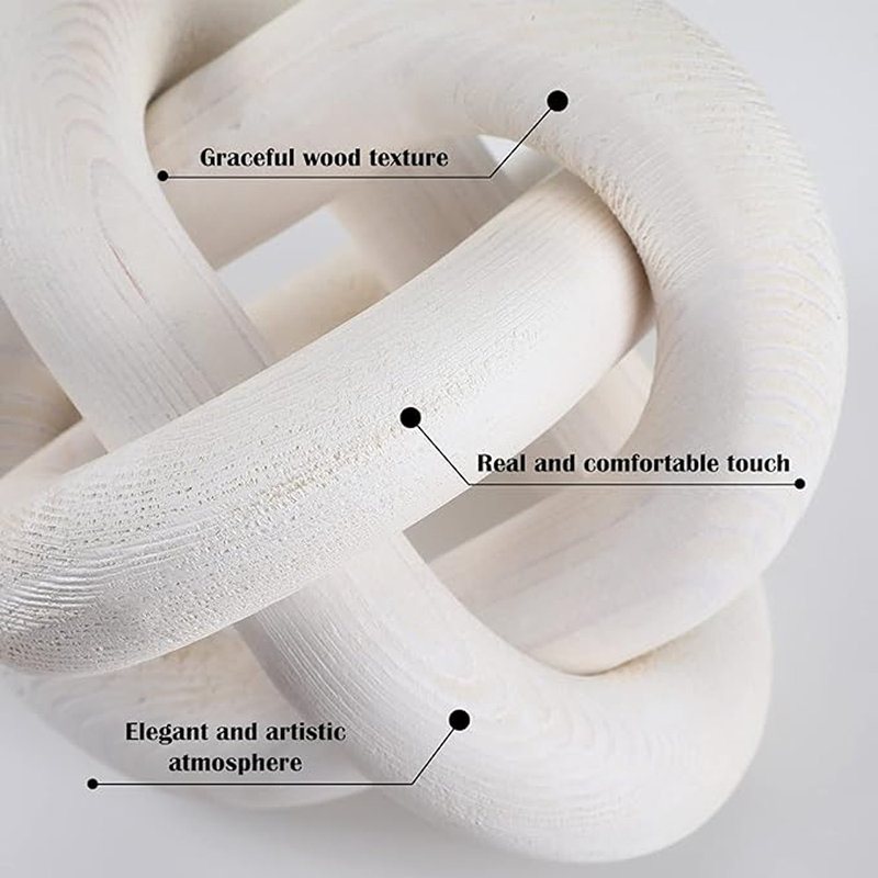 Retro White Hand Carved Wooden Chain Link Decor
