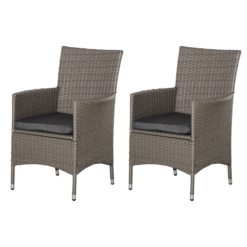 Tuscumbia Patio Dining Side Chair with Cushion, Grey