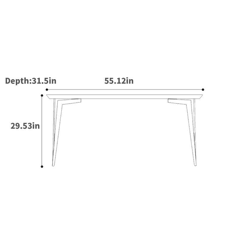 Mehrin Solid Wood Top Metal Base Dining Table, 31.5" W x 55.12" L