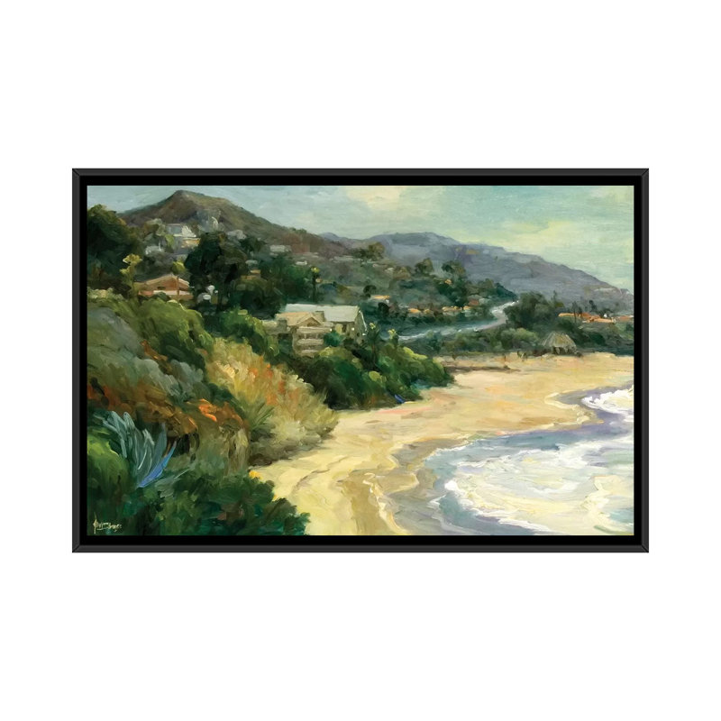 «Seaside Cove», reproduction sur toile, H 18 po x l 26 po x P 1,5 po, Toile encadrée noire, Pas de tapis