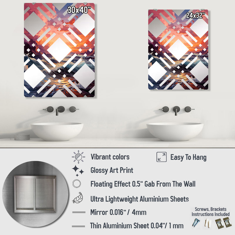 Gesse - Miroir coucher de soleil mural MIR139725, 32 po x 24 po