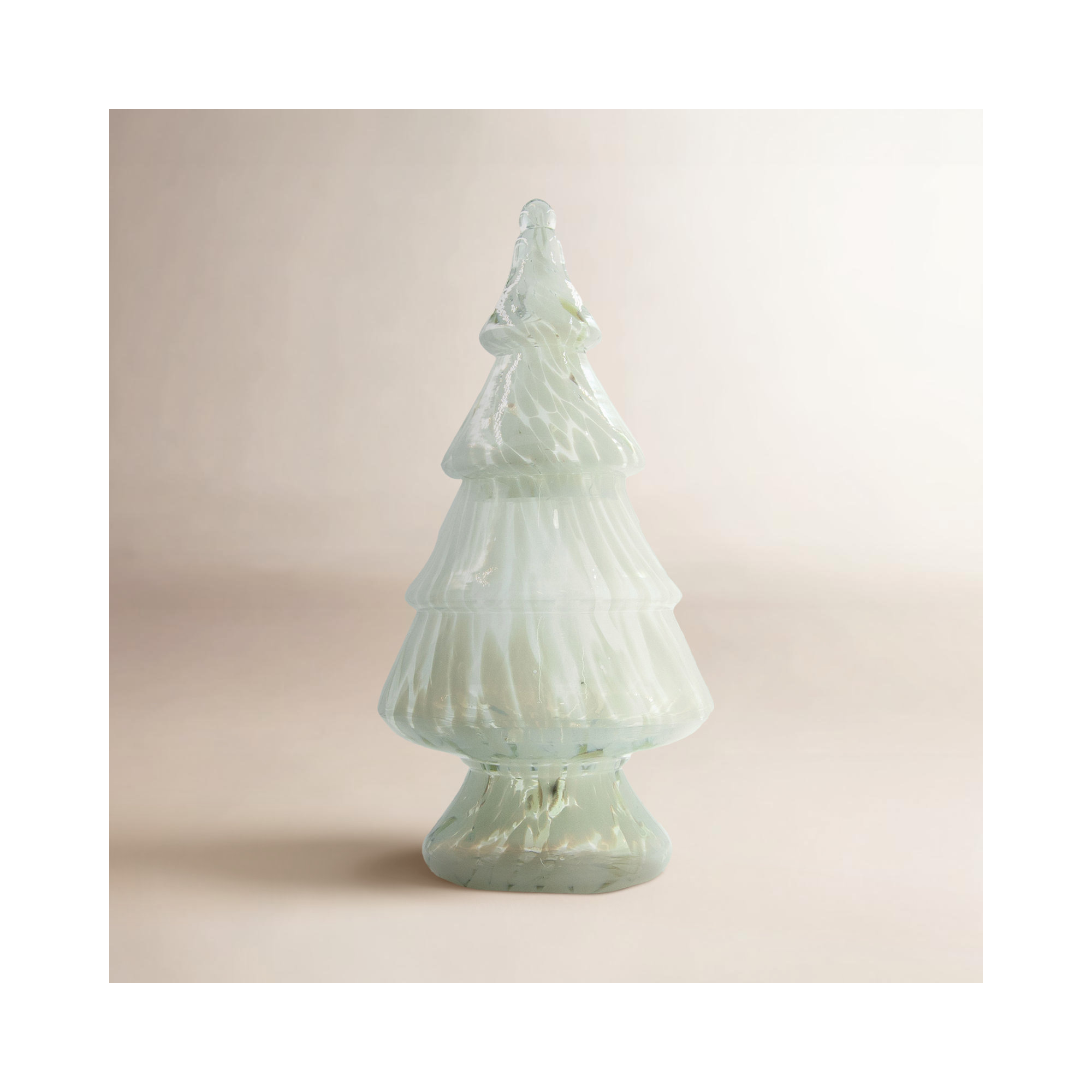 Festive Confetti Glass Christmas Tree Shaped Jar With Lid, Green